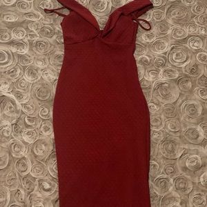 Red sweetheart top off the shoulder fitted dress